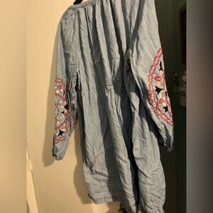 Crown and Ivy denim dress with embroidered sleeves
